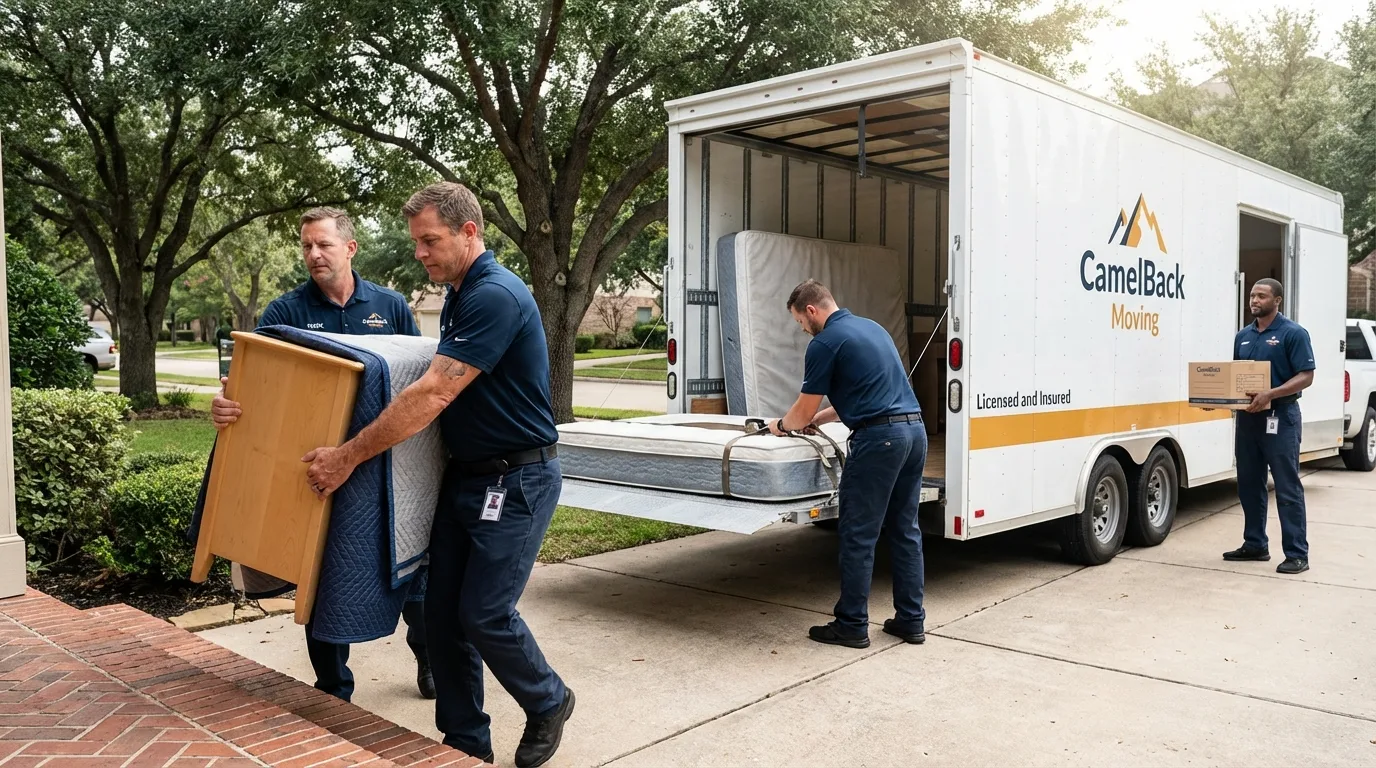 Crew loading residential truck for cross-state move from Imperial, NE